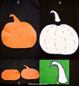 Steps 5 through 8 in making these Halloween Silverware Holders.