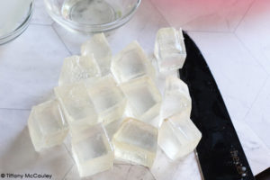 Step 2 is to cut up the soap.