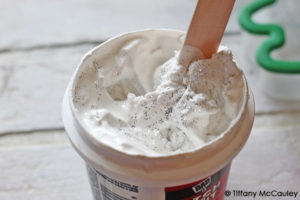 Step two is to mix the glitter into your spackle.