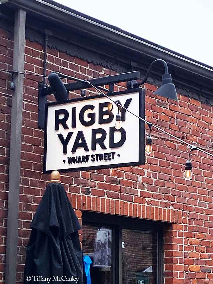 Rigby Yard store frontage sign in Portland, Maine.